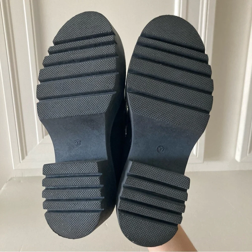 NWOT Free People Decker Black Leather Penny Loafers